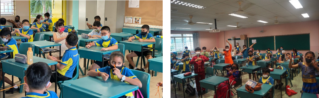 Our Principal, Mrs Lim-Foo visited the P6 classes with our Yangzheng “God of Wealth”. Mrs Lim-Foo sent her couplet of good luck to each P6 class and fortune cookies to all P6 pupils. This is to wish our graduating cohort all the very best for their PSLE.